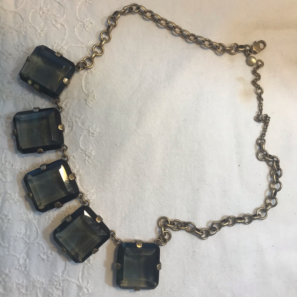 JCrew faceted smoky stone necklace